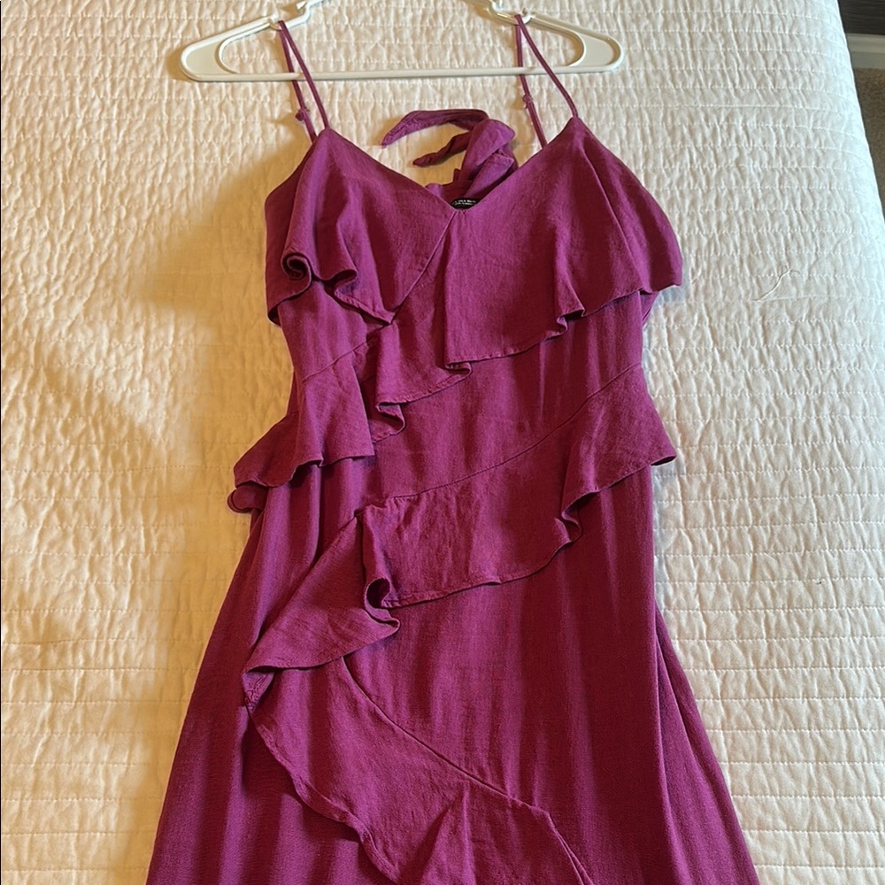 Zara Pink Asymmetrical Ruffled Sundress